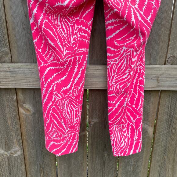 Lilly Pulitzer Pants Capri Zebra Printed Low Rise Straight Twill Size 2 Pink - Picture 6 of 8
